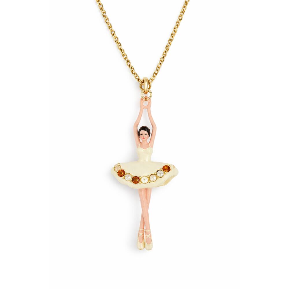 Les Nereides Paris Ballerina Pendant Necklace Enamel Dancer Charm French